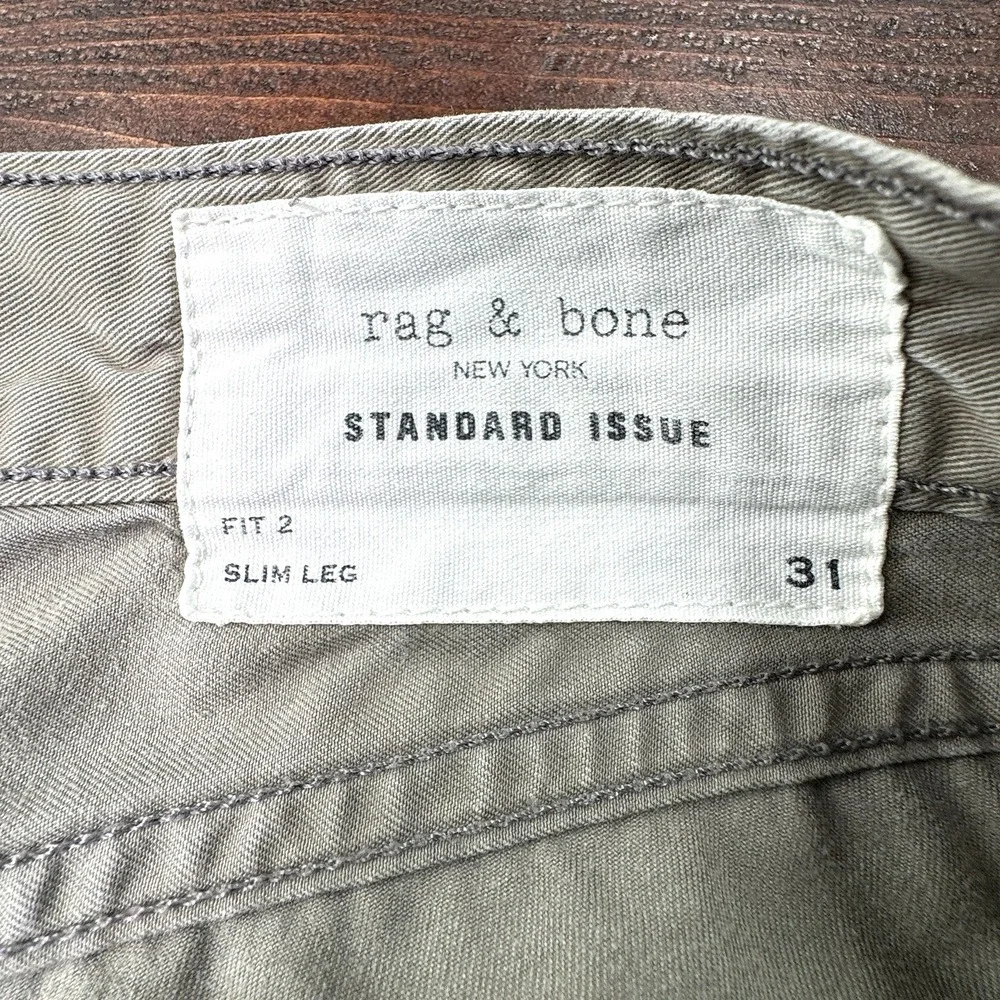 Rag & Bone Men's 33 Distressed Grey Standard Issue Button Fly Fit 2‎ Slim Tag 31